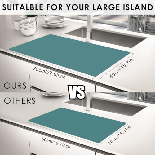 QPIX DIGITAL Extra Large Silicone Countertop Mat,Silicone Table Mat Kitchen Counter Protector Nonslip Heat Resistant Silicone Desk Mat Crafts Kids Dinner Placemat Pastry Dough Rolling Mat,Dark Green - color: 02 Dark Green, size: 27.6"L x 15.7"W