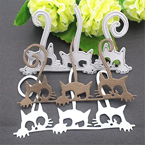 Mvchifay Animal Cat Cutting Dies for Card Making Metal Die-Cuts Scrapbooking Tool DIY Craft Punch Template Embossing for Paper Album Decor (3 Pcs Cats-6.7x10.8cm) - color: 3 Pcs Cats-6.7x10.8cm