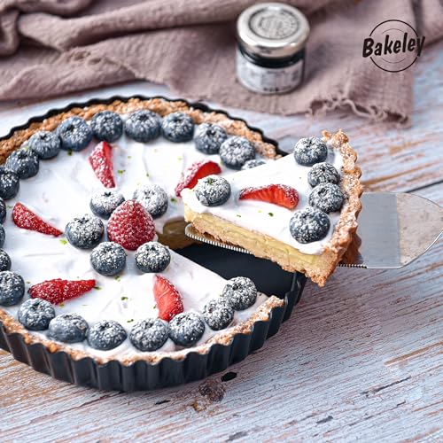 8-Inch Non-Stick Round Tart Pan with Removable Loose Bottom, Quiche Pan for Oven Baking (Black) - size: 8" Round (Black)