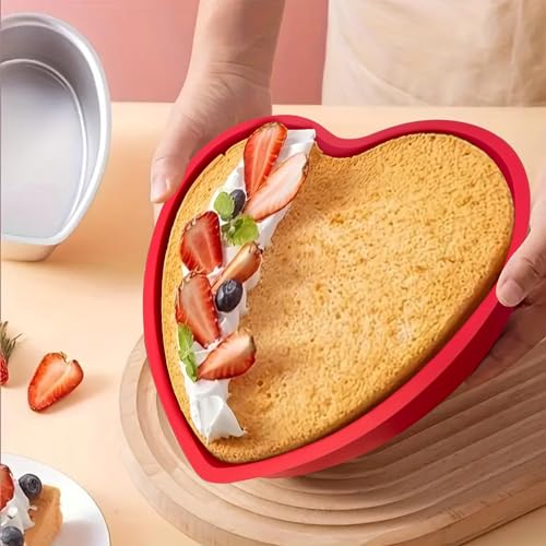 Heart Shaped Cake Pans, 3pcs 8 Inch Silicone Cake Pan for Baking, Heart Molds Silicone Non-Stick Quick Release Suitable, Easy Clean - size: 8inch, style: Heart