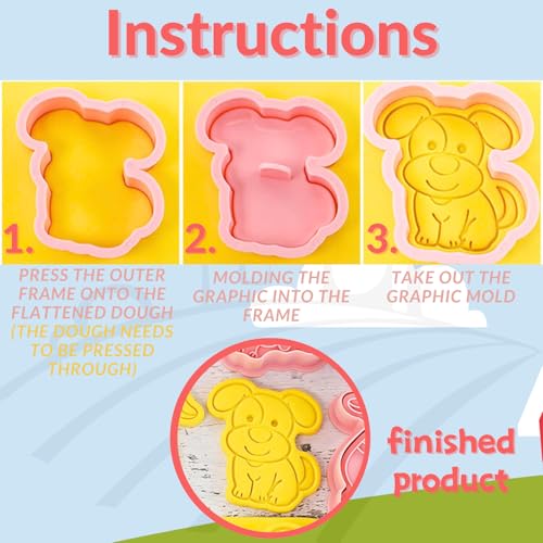 8 Pcs Farm Animal Cookie Cutter Stamp Set for Baking - color: New Farm Animal