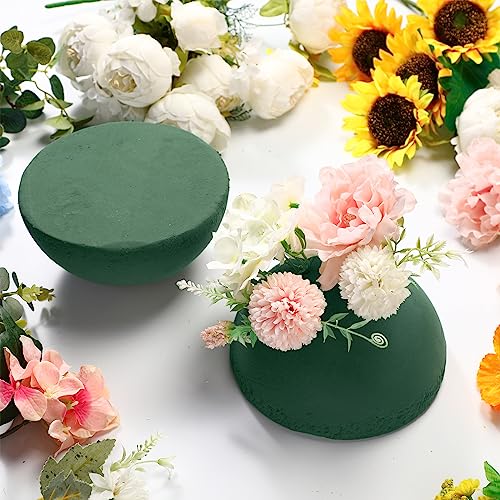 Shihanee 7.5 x 3.75 Inches 8 Pcs Half Ball Floral Dry Foam - size: 7.5 x 3.75 Inches