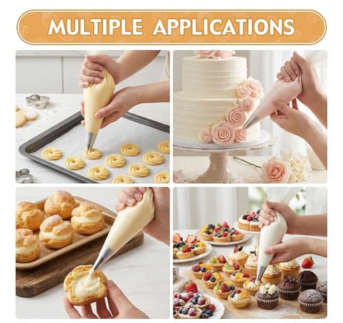ilauke 13 Inch Disposable Piping Bags, 100 Pcs for Cake Baking Decorating - size: 13 Inch 100 Pcs
