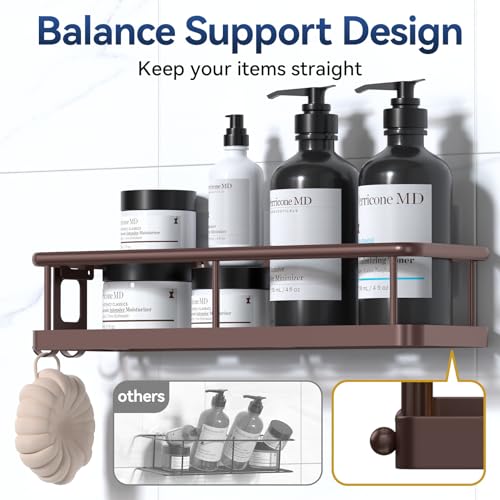 YASONIC Shower Caddy Adhesive, Rustproof Shower Organizer with Soap Holder, Large Capacity Shower Shelves for Inside Shower, No Drilling Bathroom Organizers and Storage for Home Decor（3 Pack Bronze） - color: Bronze