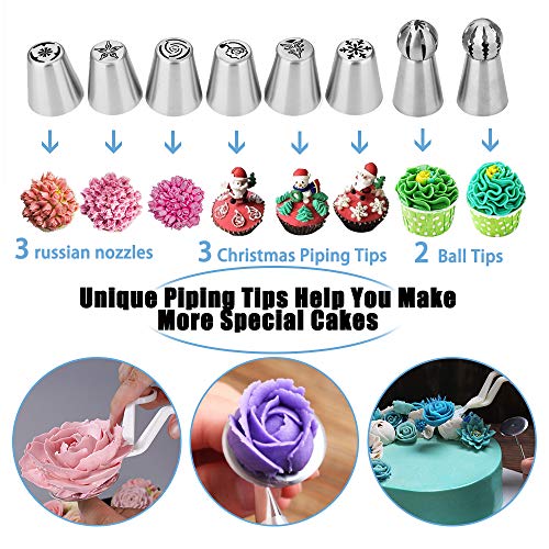 Cake Decorating Kit Cake Decorating Supplies, 515 PCS Baking Supplies Set with 3 Springform Pan Sets, 66 Icing Piping Nozzles, Cake Rotating Turntable, Piping Bags, Birthday Gifts for Mom Wife - size: 515 PCS