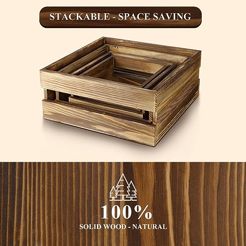 Sieral 4 Pcs Wood Cupcake Stand Dessert Display Risers,Rustic Dark Brown - color: Rustic Dark Brown