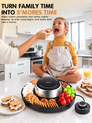 LUSHYUM Tabletop Indoor Electric S'mores Maker Kit, Flameless & Smokeless - color: Black - Smores