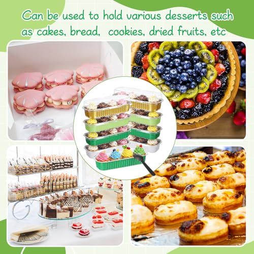 Blushtier 150 Pcs Mini Loaf Pan with Lid & Spoon, Green and Gold - color: Green and Gold