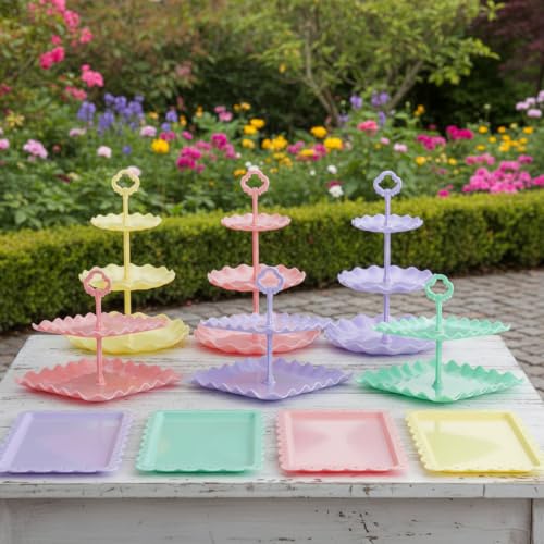 Pack of 11 NWK Cupcake Stand Set with Table Cloth (Colorful) - color: Colorful