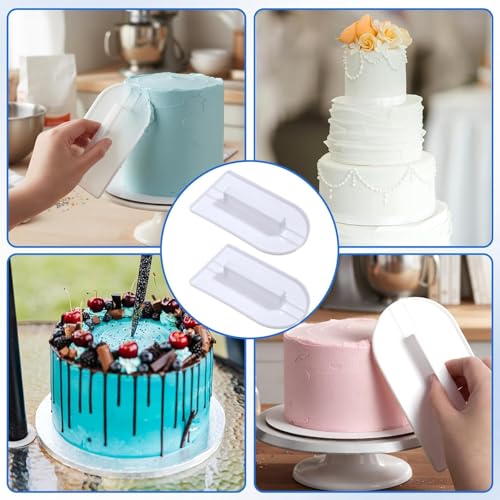 3Pcs White Cake Decoration Icing Smoother, Fondant Smoothing Tool, Plastic Fondant Icing Smoother Polisher, Icings Scraper Paddle Tool for Cake Decoration Tools 14.5x8cm
