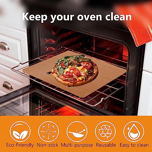 UBeesize 4 Pack Thickened Copper Oven Liners for Bottom of Oven BPA & PFOA Free, Reusable 16x24 Inch Heavy Duty Non Stick Teflon Oven Mats, Fit Electric Gas Toaster Convection Microwave Ovens Grills - color: Copper, size: 24"L x 16"W, style: 4 Pack