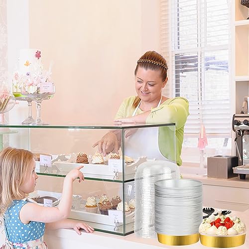 LNYZQUS 8oz Mini Pie Tins with Lids 50 Pack, 4 Inch Individual Cake Pans - color: Gold