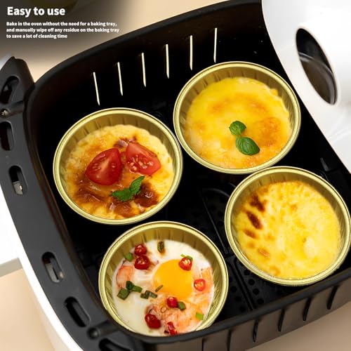 Graduation Party 50Pcs Mini Aluminum Foil Cupcake,5oz Baking Cups with Lids - color: Black