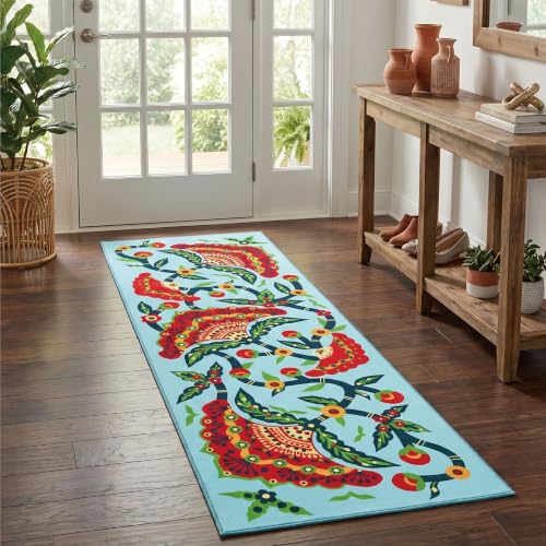 2x6 Red Peony Runner Rug, Soft Low Pile - color: Red Peony, size: 2' x 6' (Rectangular)