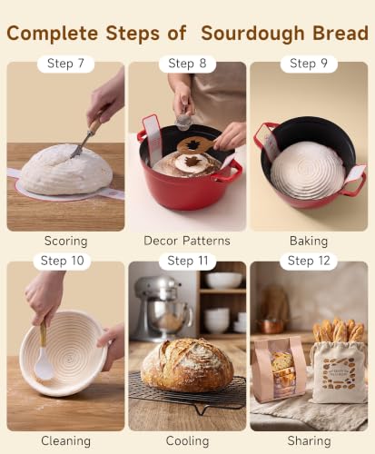 Sourdough Starter Kit with Jar Round & Oval Bread Proofing Basket