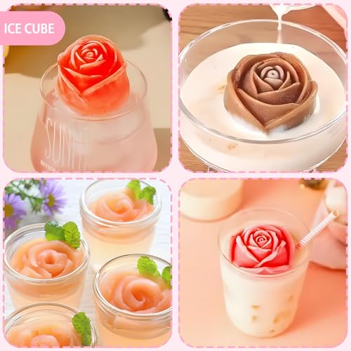 Rose Cake Pop Mold Kit 2 Pack Rose Lollipop Mold Flower Sucker Molds Flower Lollipop Baking Molds Tray with 300pcs Lollypop Sucker Sticks and Bags for Chocolate Jelly Hard Candy Cake Cupcake - color: Rose