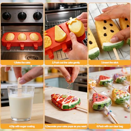 Juome Cake Pop Mold Kit, Fruit Shape Cakesicle Molds Silicone - color: Fruit