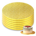6-Pack Gold Cake Drum Board 8 Inch Circle Full Wrap Edge Cardboard Sheets Grease Proof Foil Stand Thick Disposable Base for Desserts Pastries Display - size: 8''