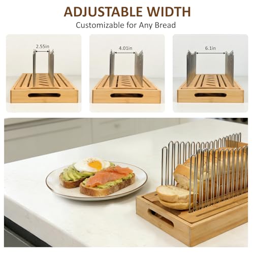 Bamboo bread slicer with stainless steel slide rails（13"L x 8"W） - size: Large