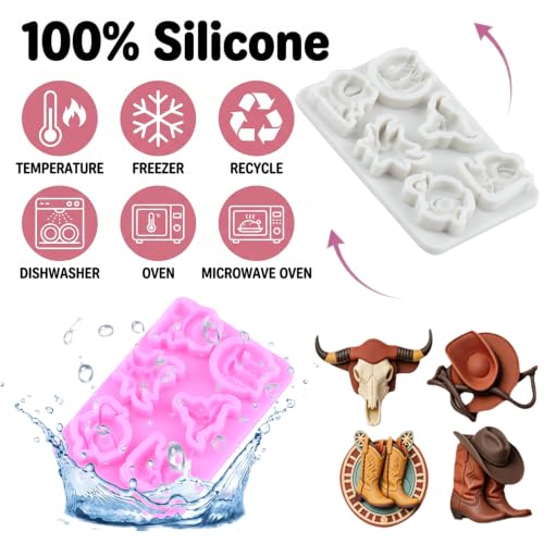Horseshoe Fondant Mold Cowboy Boot Hat Silicone Molds Set Of 2 - color: Style L