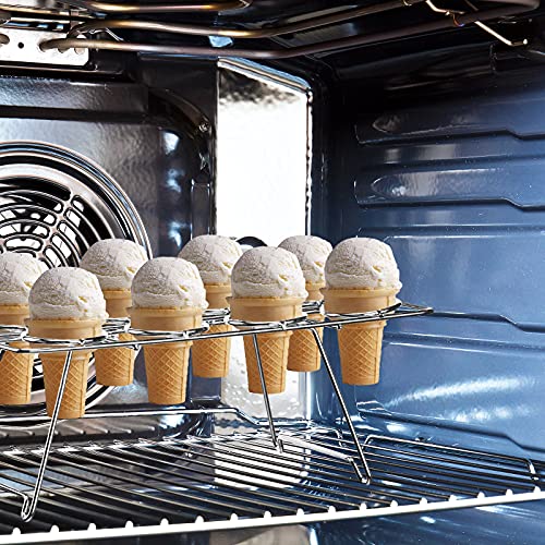 2 Pack Ice Cream Cone Holders Rack with 12 Holes Cake Cone Stand, Silver - color: Silver