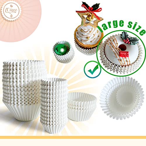 qiqee White Cupcake Liners, 300 Count, Jumbo Size - color: White, size: Large Size/300Packs