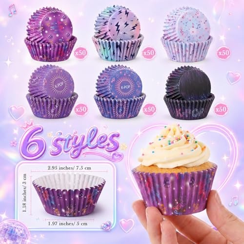 Reallnaive 300Pcs Cupcake Liners for Party Supplies, Kpop, Purple - color: Purple, style: Kpop