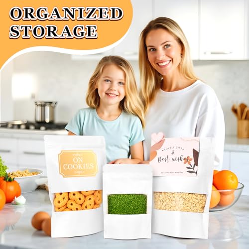 100 PCS Resealable Bags for Small Business, Trail Mix Bag|4.7x7.9in - color: White, size: 4.7x7.9in