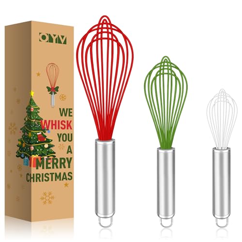 OYV Christmas Whisk Set of 3, 8/10/12 Inch, Holiday Red/Green/White - color: Red+Green+White
