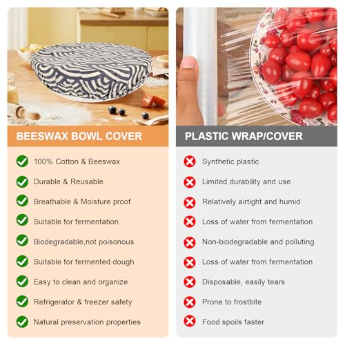 2Pcs 10inch Reusable Beeswax Elastic Bowl Covers for Bread Proofing - style: star