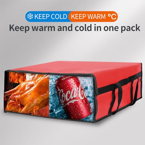 Bodaon Insulated Pizza Delivery Bag, 20" x 20" x 8" Red Warmer Bags, 1-Pack - color: Red, size: 20" x 20" x 8"