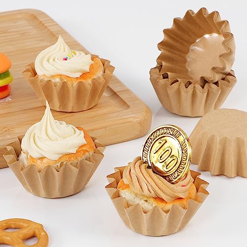 Caperci Heavy Duty Natural Mini Cupcake Liners Small Muffin Cups for Baking - color: Natural
