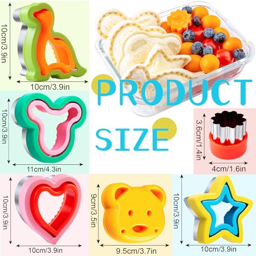 Sandwich Cutters for Kids Lunch LARGE 6 Pcs - color: B- Green Yellow 6pcs