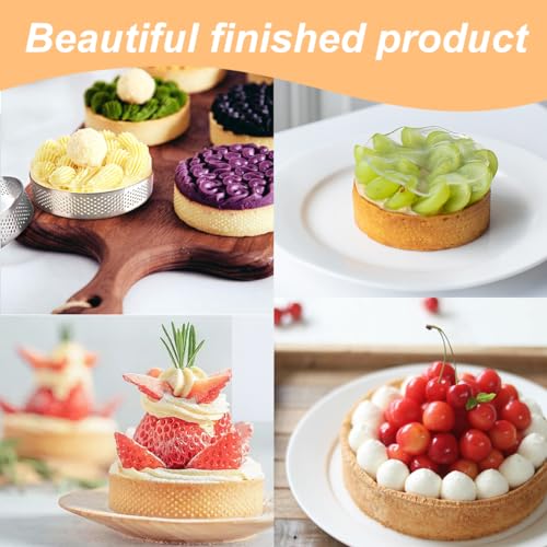 20 Pack Tart Rings 3.15 + 2 Inch Perforated Tart Rings Stainless Steel, Nonstick Round Tart Ring Mousse Cake Ring Metal Round Cake Ring for Baking Small Fruit Tartet Crust - size: 3.15 Inch and 1.96 Inch