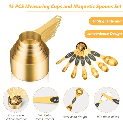 Magnetic Measuring Cups & Spoons Set for Cooking, 15pcs