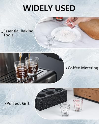 SAIAOKJ Shot Glass Measuring Cup Set, 2 Pack Espresso Shot Glasses (White) - color: 2 Pack-White
