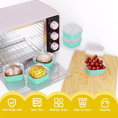 25 Pack Mini Cake Pans with Lids, dessert cups baked goods packaging - color: Blue