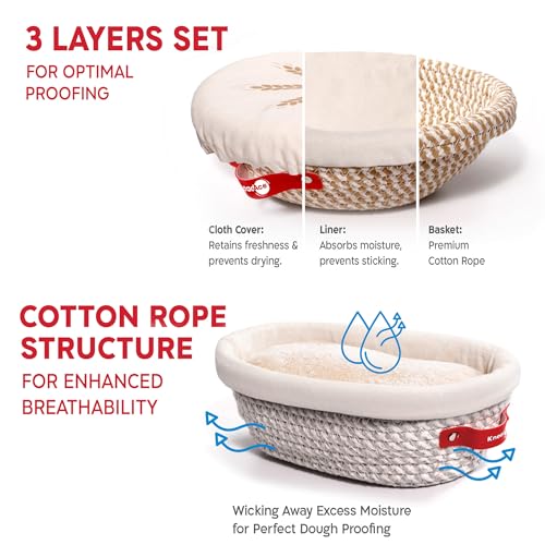 KneadAce Sourdough Starter Kit with Round & Oval Banneton Proofing Baskets