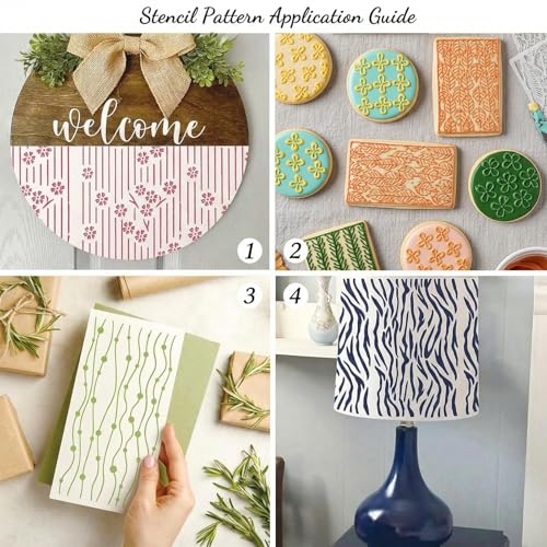 16Pcs Nature Floral Stencils Set (7x3.8Inch) – Reusable Flower Pattern Templates for DIY Baking (Cookies/Cakes), Crafts, Cards, Canvas & Fabric Decorating