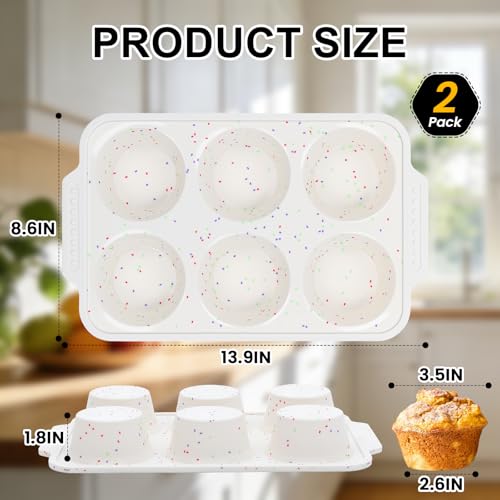 Vinino Silicone Jumbo Muffin Pan with Reinforced Frame for Oven, BPA-Free - size: Jumbo: 6-Cup x 2 Pcs
