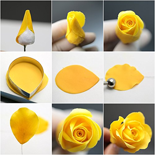 10 Pcs Austin Rose Cutter Set 2 Pcs Rose Petals Shape Silicone Fondant Mold - color: Rose Set(12pcs)
