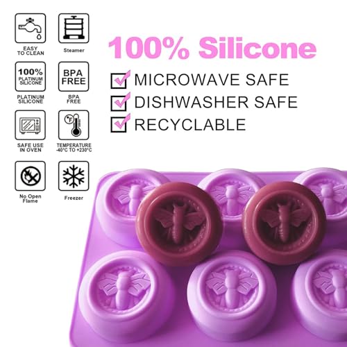 Soap Molds, Soap Molds for Soap Making, Perfect for Bee Soap Making, Honey Silicone Molds for Handmade Soap, Lotion Bars, Wax Melts, Beeswax （3 Pack - Bee） - color: 3 Pcs Bee - Circle
