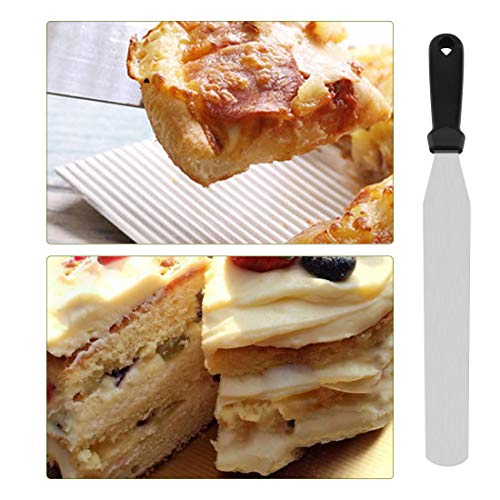 uxcell Cake Icing Spatula 12 Inch Plastic Handle Offset Cream Frosting Spatula Durable Stainless Steel Cake Baking Decorating Spatulas Black - size: Length: 12inch