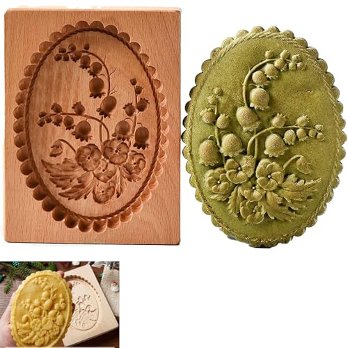 Carved Wooden Gingerbread Cookie Mold,3D Wooden Baking Mold Cookie Biscuit Press Stamp Molds,Cookie Cutter,Cookie Stamp,DIY Biscuit Stamp Mould for Halloween Thanksgiving Christmas(Violet-Large) - color: 2#-Violet-Large