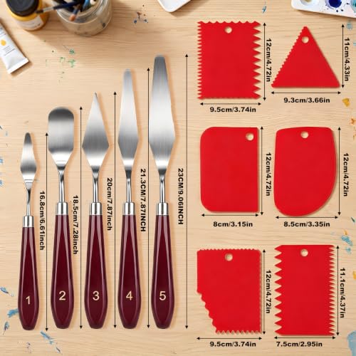 11Pcs Palette Knives Stainless Steel & Plastic Scrapers for Oil Acrylic Art
