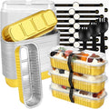 Mini Loaf Pans with Lids and Spoons (100 Pack, Gold, 6.8oz) Rectangular Aluminum Foil Baking Pans - color: Gold