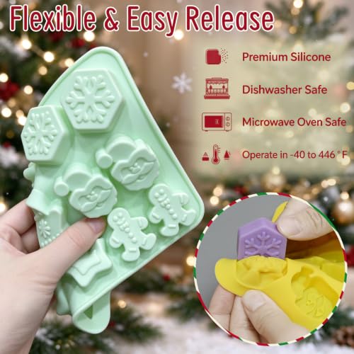 Christmas Chocolate Molds Silicone, 2Pcs Christmas Candy Molds - color: Yellow+Green