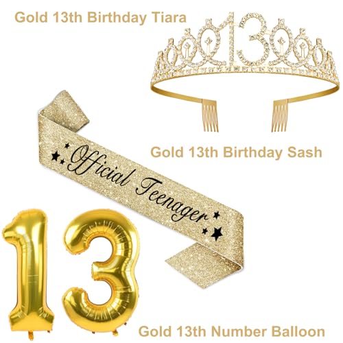 YeohJoy Gold 13th Birthday Decorations for Girls - style: 13th