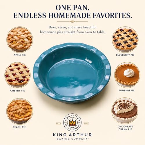 King Arthur Baking Company Ceramic Pie Pan, Decorative Fluted Rim, Distributes Heat Evenly, 8-Inch Round, For Oven-To-Table Serving - style: Pie, 8-Inch