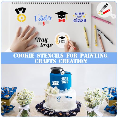 JULBEAR Graduation Cookie Stencils 36 Pcs Class of 2026 Reusable Templates - style: Graduation Style
